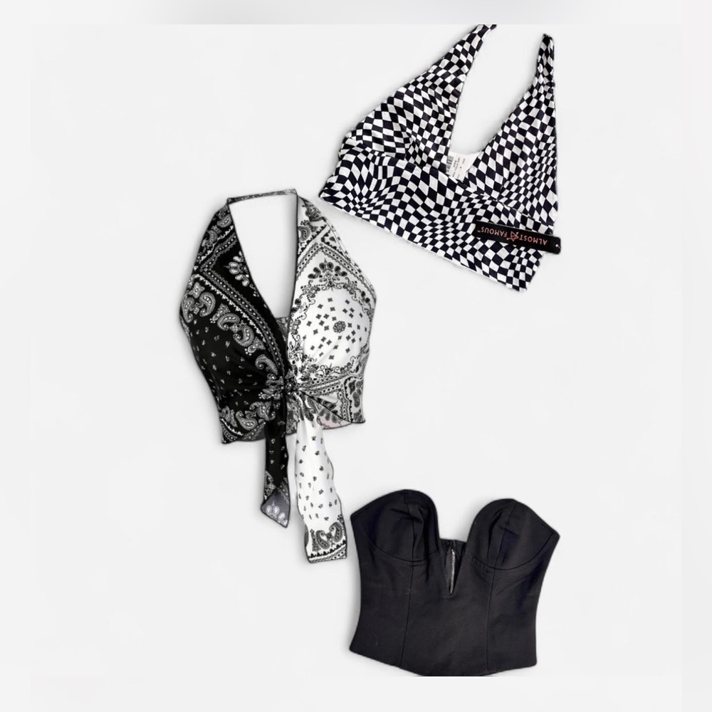 Going Out Tops Bundle | Corset, Halter & Checker Crop Top